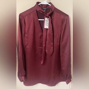 Cute silky top with collard scarf! Brand new with tags!